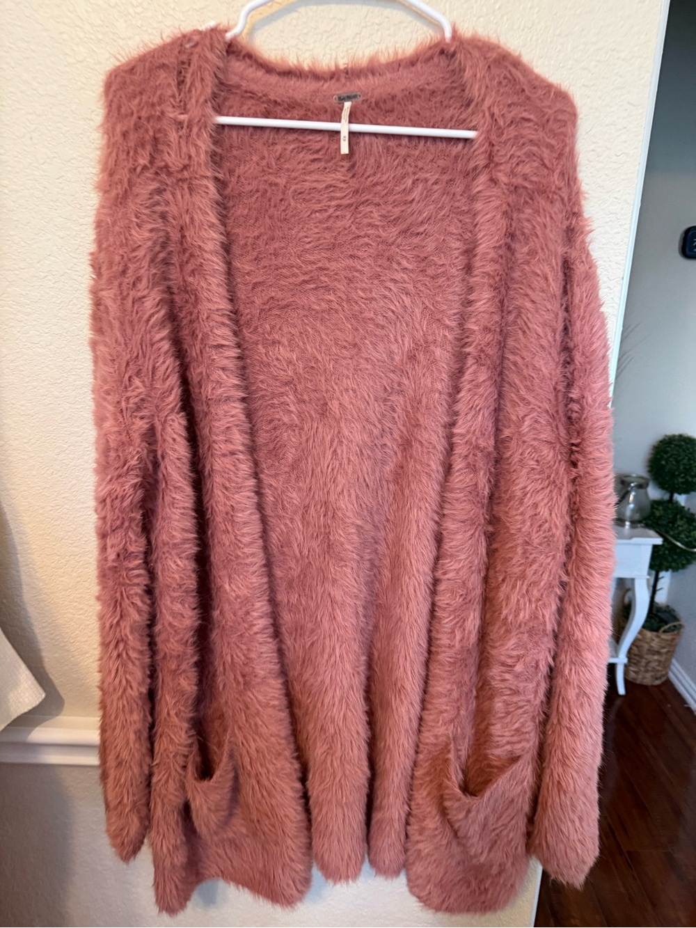 aerie Plush Open-Front Cardigan Sweater in Dusty Rose medium free people - Picture 10 of 13